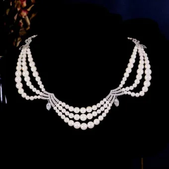 Vintage Retro White Pearl Rhinestone Alloy Wedding Necklaces 2024 Accessories