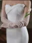 Élégant Blanche Fait main Faux Diamant Mariage Gants Mariage 2025 Tulle