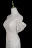 High End Weiß Perlenstickerei Spitze Blumen Korsett Brautkleider / Hochzeitskleider 2026 Meerjungfrau Off Shoulder Kurze Ärmel Rückenfreies Sweep / Pinsel Zug