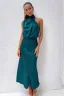 Fashion Beige Street Wear Holiday Women Dresses 2023 High Neck Tea-length Womens Clothing