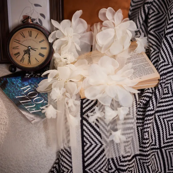 Elegante Champagner Handgefertigt Applikationen Tülle Brauthandschuhe 2026 Hochzeit Schulterschmuck