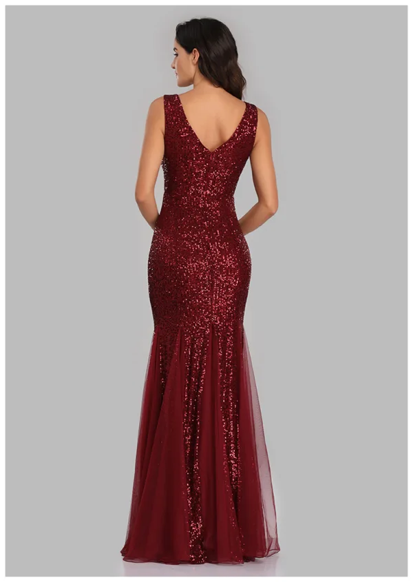 Bling Bling Bleu Marine Paillettes Robe De Soirée 2023 Trompette / Sirène V-Cou Sans Manches Dos Nu Longue Soirée Robe De Ceremonie