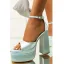 Inhabituel Bleu Ciel Satin Été Vêtement de rue Sandales Femme 2022 Bride Cheville 16 cm Talons Épais Peep Toes / Bout Ouvert Sandales Talons Hauts
