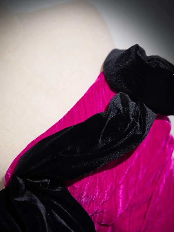 Chic / Beautiful Fuchsia Velvet Prom Dresses 2024 Trumpet / Mermaid Strapless Sleeveless Backless Floor-Length / Long Prom Formal Dresses