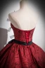 Vintage / Retro Glitter Burgundy Prom Dresses 2023 Ball Gown Strapless Sleeveless Backless Bow Sash Floor-Length / Long Prom Formal Dresses