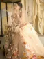 Blumenfee Champagner Perlenstickerei Pailletten Spitze Blumen Festliche Kleider 2025 Mit Umhang A Linie Bandeau Ärmellos Rückenfreies Lange Ballkleider
