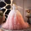 Charmant Farbverlauf Rosa Plissee Ballkleider 2025 Ballkleid Bandeau Ärmellos Rückenfreies Hof-Schleppe Festliche Kleider