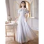 Sparkly Grey Glitter Sequins Prom Dresses 2023 A-Line / Princess Scoop Neck Ruffle Short Sleeve Backless Floor-Length / Long Prom Formal Dresses