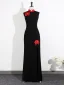 Chinese style Black Lace Flower Evening Party Cheongsam 2025 Trumpet / Mermaid High Neck Sleeveless Floor-Length / Long
