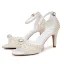 Elegante Weiß Perle Knöchelriemen Brautschuhe 2026 8 cm Stilettos Peeptoes Hochzeit Sandaletten Hochhackige