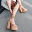 Unique Noire Cocktail Sandales Femme 2022 Bride Cheville 14 cm Talons Épais Peep Toes / Bout Ouvert Sandales Femme Talons Hauts