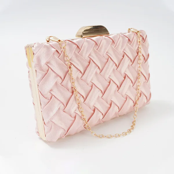 Fashion Blushing Pink Evening Party Braid Clutch Bags 2023