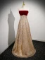 Sparkly Gold Beading Sequins Evening Dresses 2023 A-Line / Princess Off-The-Shoulder Puffy Short Sleeve Backless Floor-Length / Long Formal Dresses