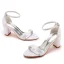 Sexy Weiß Abend Sandalen Damen 2023 Knöchelriemen 7 cm Thick Heels Peeptoes Sandaletten Hochhackige