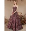 Chic / Beautiful Burgundy Rose Prom Dresses 2023 A-Line / Princess Strapless Sleeveless Backless Floor-Length / Long Prom Formal Dresses