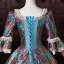 Vintage / Retro Medieval Sky Blue Bow Printing Prom Dresses 2026 Ball Gown Square Neckline Bell sleeves Backless Floor-Length / Long Formal Dresses