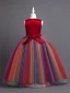 Chic / Beautiful Burgundy Appliques Pearl Lace Flower Birthday Flower Girl Dresses 2024 Ball Gown Scoop Neck Sleeveless Bow Sash Floor-Length / Long
