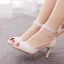 Sexy White Pearl Lace Flower Wedding Shoes 2023 Ankle Strap 7 cm Stiletto Heels Open / Peep Toe Wedding Sandals High Heels
