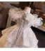 Bling Bling Champagne Beading Pearl Rhinestone Birthday Flower Girl Dresses 2025 Ball Gown Off-The-Shoulder Short Sleeve Backless Floor-Length / Long