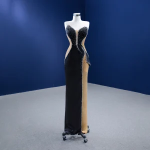 High End Black Beading Sequins Evening Dresses 2022 Trumpet Mermaid Strapless Sleeveless Backless Floor Length Long Evening Party Formal Dresses