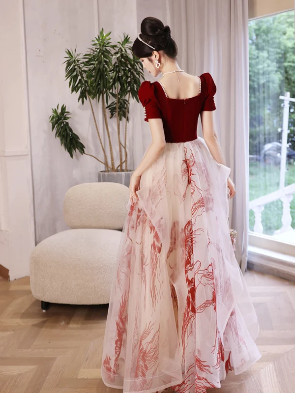burgundy prom dresses 2023 Burgundy A Line Deep V Neck Evening Dress with Beadings and Sequins Fl –  SheerGirl