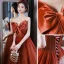 Audrey Hepburn Style Red Bow Strapless Prom Dresses 2022 A-Line / Princess Sleeveless Backless Floor-Length / Long Prom Formal Dresses