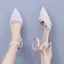 Simple Blanche En Dentelle Fleur Chaussure De Mariée 2024 Bride Cheville 5 cm Talons Aiguilles À Bout Pointu Mariage Talons Hauts