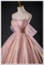 Chic / Beautiful Blushing Pink Glitter Sequins Prom Dresses 2023 Ball Gown Strapless Sleeveless Backless Floor-Length / Long Prom Formal Dresses
