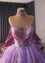 High-end Purple Håndlaget Beading Perle Rhinestone Paljetter Ballkjoler 2026 Ballkjole Kjæreste Uten Ermer Ryggløse Chapel Train Formelle Kjoler