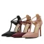 Sexy Noire Soirée Sandales Femme 2023 T-Strap 11 cm Talons Aiguilles À Bout Pointu Sandales Talons Hauts