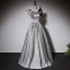 Mode Noire Satin Robe De Bal 2022 Princesse V-Cou Sans Manches Dos Nu Longue Robe De Ceremonie