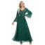 Chic / Beautiful Dark Green Sequins Evening Dresses 2023 A-Line / Princess V-Neck Long Sleeve Chiffon Sash Floor-Length / Long Evening Party Formal Dresses
