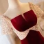 Charmant Bordeaux Perlage Paillettes Robe De Soirée 2023 Trompette / Sirène Encolure Carrée Manches Courtes Dos Nu Longue Soirée Robe De Ceremonie