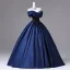 Vintage / Retro Navy Blue Beading Sequins Lace Flower Prom Dresses 2026 Ball Gown Off-The-Shoulder Short Sleeve Backless Floor-Length / Long Formal Dresses