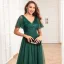 Simple Vert Foncé Paillettes Robe De Bal 2024 Princesse V-Cou Manches Courtes Dos Nu Longue Promo Robe De Ceremonie