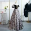 Elegant Black Printing Prom Dresses 2022 A-Line / Princess Off-The-Shoulder Puffy Short Sleeve Backless Floor-Length / Long Formal Dresses