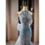 Scintillantes Bleu Ciel Paillettes Robe De Soirée 2023 Trompette / Sirène Titulaire Perlage Sans Manches Dos Nu Noeud Tribunal Train Soirée Robe De Ceremonie
