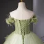 Elegant Sage Green Appliques Ball Gown Prom Dresses 2024 Strapless Sleeveless Backless Floor-Length / Long Prom Formal Dresses