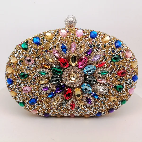 Snygga / Fina Silver Rhinestone Afton Kuvertväska 2025 Legering