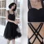 Chic / Beautiful Black Cocktail Party Party Dresses 2022 A-Line / Princess Spaghetti Straps Sleeveless Backless Floor-Length / Long Formal Dresses