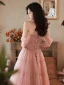 Charming Blushing Pink Beading Pleated Evening Dresses 2023 A-Line / Princess Off-The-Shoulder Sleeveless Backless Floor-Length / Long Evening Party Formal Dresses