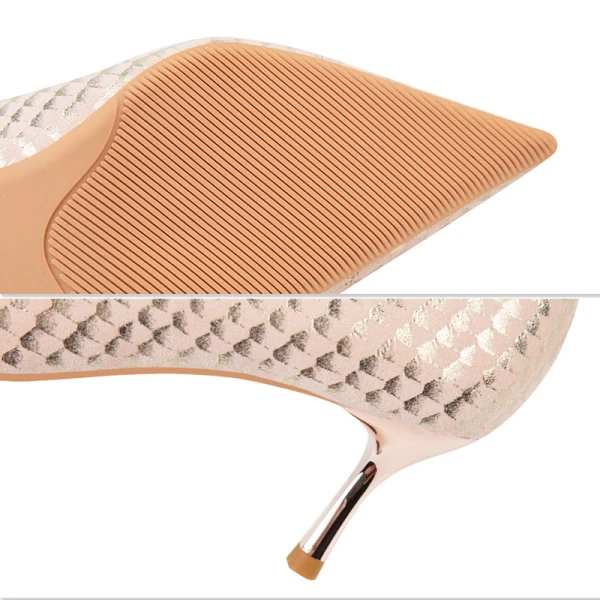 Chic / Beautiful Blushing Pink Fish Scales Cocktail Party Pumps High Heels 2022 6 cm Stiletto Heels Pointed Toe Pumps