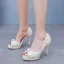 Elegante Beige Perle Brautschuhe 2024 11 cm Stilettos Peeptoes Hochzeit Sandaletten Hochhackige
