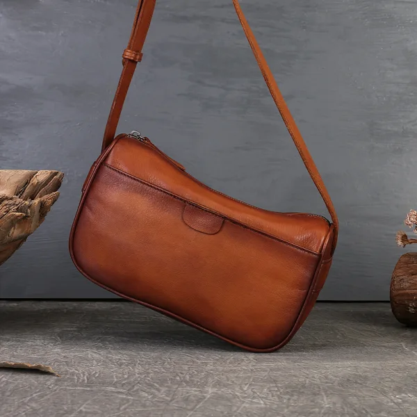 Modest / Simple Brown Casual Leather Handmade  Women's Bags Shoulder Bags 2023