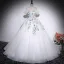 Elegant Modest / Simple White Lace Flower Appliques Prom Dresses 2025 Ball Gown Off-The-Shoulder Sleeveless Floor-Length / Long Backless Formal Dresses