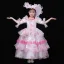 Vintage / Retro Medieval Blushing Pink Flower Girl Dresses 2024 3D Lace Printing Floral Floor-Length / Long Lace Scoop Neck 1/2 Sleeves Cosplay Prom Ball Gown Wedding Party Dresses