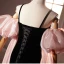 Chic / Beautiful Black Velvet Prom Dresses 2024 Trumpet / Mermaid Spaghetti Straps Puffy Short Sleeve Backless Floor-Length / Long Prom Formal Dresses