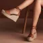 Chic / Beautiful Orange Street Wear Braid Womens Sandals 2022 Ankle Strap 12 cm Wedges Open / Peep Toe Sandals High Heels