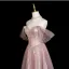 Charmant Bling Bling Rougissant Rose Perlage Faux Diamant Paillettes Robe De Bal 2025 Princesse De l'épaule Manches Courtes Dos Nu Longue Promo Robe De Ceremonie