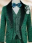 Fall Winter Glitter Dark Green Birthday Long Sleeve 6-piece Boys Wedding Suits 2025 Body Jewellery Coat Pants Shirt Tie Vest